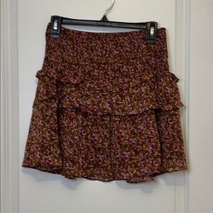 Sadie & Sage Pink and Brown Floral Mini Skirt